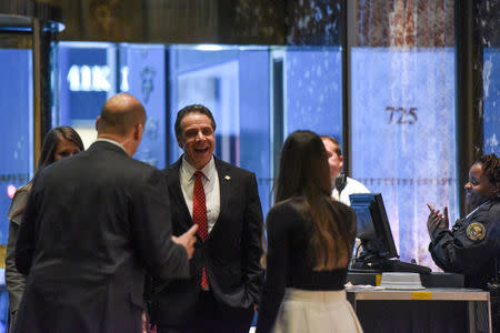 Andrew Cuomo, Governor of New York, arrives at Trump Tower in New York City, U.S. January 18, 2017. REUTERS/Stephanie Keith