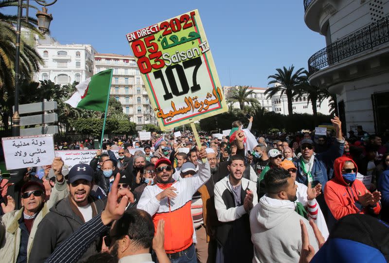 Protest demanding political change, in Algiers