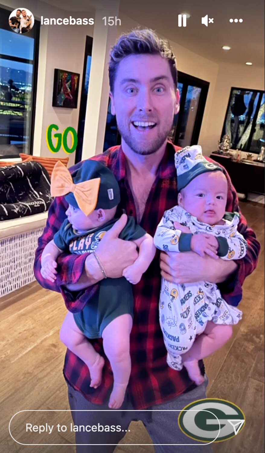 Lance Bass Dresses Twins Violet and Alexander in Packers Gear, Calls for 'Infant Size Cheeseheads'