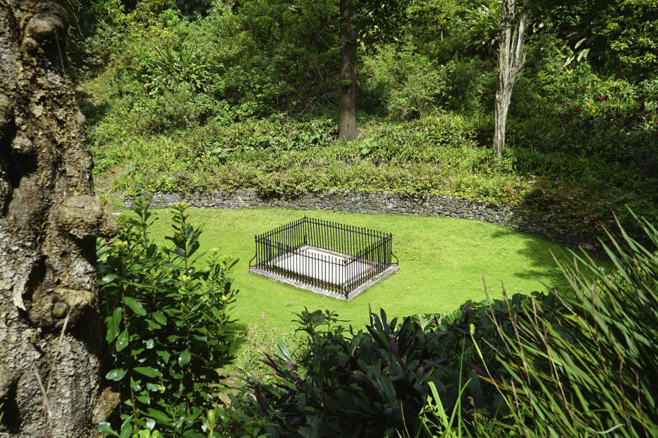 The site of Napoleon Bonaparte's tomb, known as the Valley of the Tomb, is seen on the British overseas territory of St. Helena in the South Atlantic, Saturday, Feb. 24, 2024. (AP Photo/Nicole Evatt)