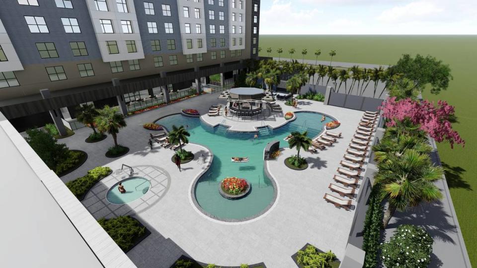 The planned pool at the Marriott Hotel, adjacent to the Manatee County Convention Center. Marriott Palmetto rendering