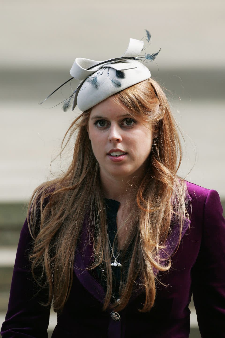 <p>Princess Beatrice at the 10th anniversary memorial service for Princess Diana at Guards Chapel on August 31, 2007. </p>