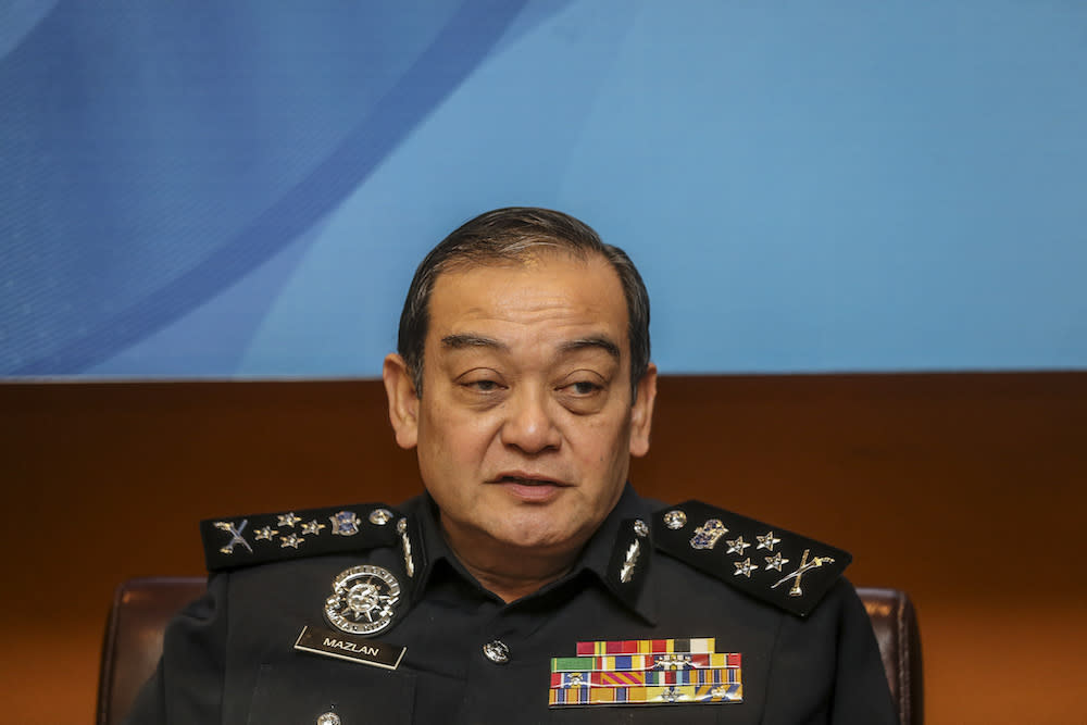 Deputy Inspector-General of Police Datuk Mazlan Mansor speaks during a press conference in Kuala Lumpur June 26, 2019. — Picture by Firdaus Latif