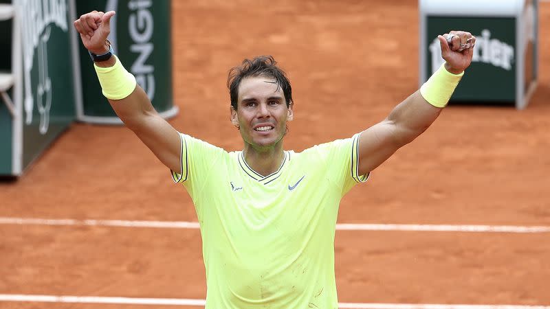 Pictured here, Rafa Nadal celebrating at the French Open.