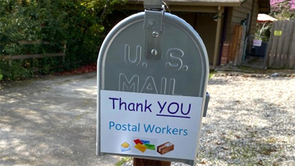 A sign taped to a mailbox in Loomis, Calif. (Photo: Julia Kimmel)