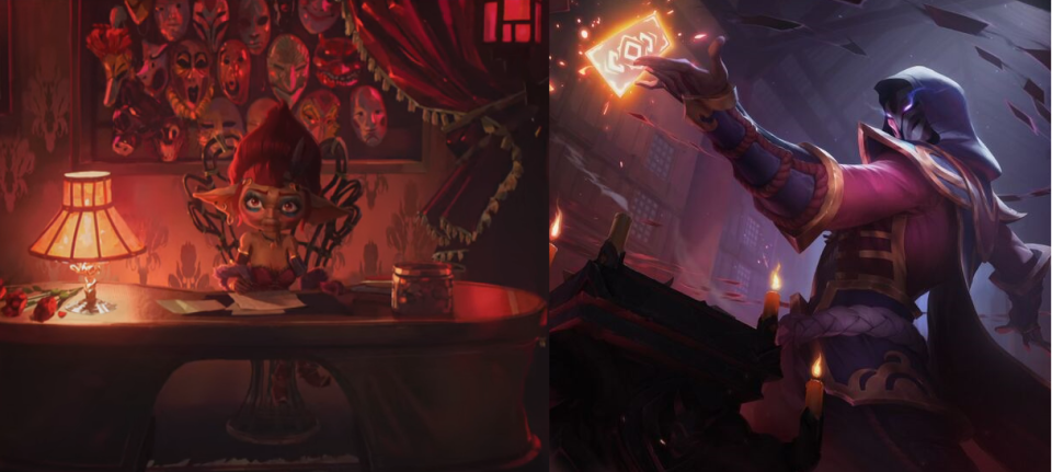 Blood Moon Twisted Fate's mask can be seen in a collection belonging to a Yordle. (Photo: Riot Games/Netflix)