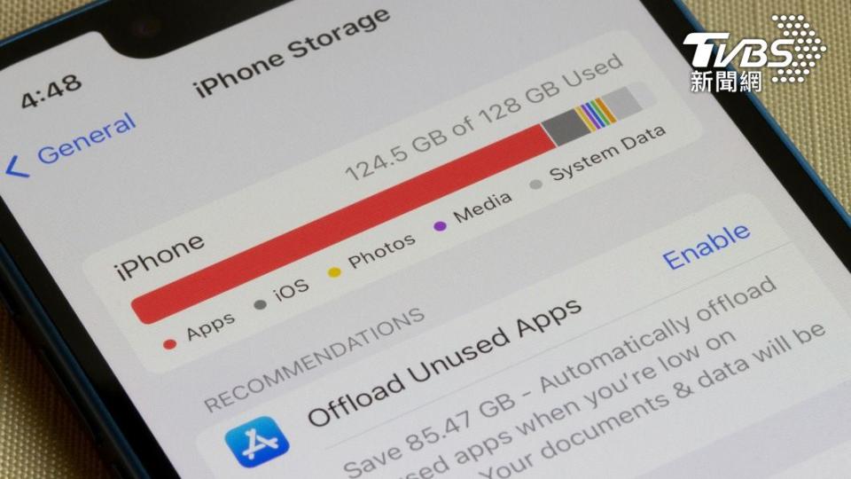 蘋果建議至少保留1GB的可用空間，才能讓iPhone運作順暢。（示意圖／shutterstock 達志影像）