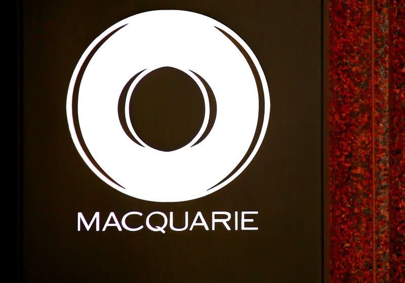 FILE PHOTO: The logo of Australia's biggest investment bank Macquarie Group Ltd adorns the main entrance to their Sydney office headquarters in Australia