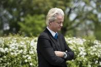 Dutch Member of Parliament Geert Wilders waits to speak at a press conference on Capitol Hill April 30, 2015 in Washington, DC