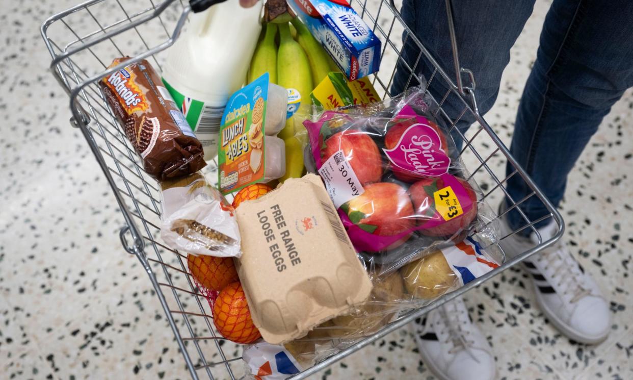 <span>Grocery sales in Great Britain rose by 3% in value over the four-week period compared with a year earlier, down from 3.8% last month.</span><span>Photograph: Matthew Horwood/Getty Images</span>