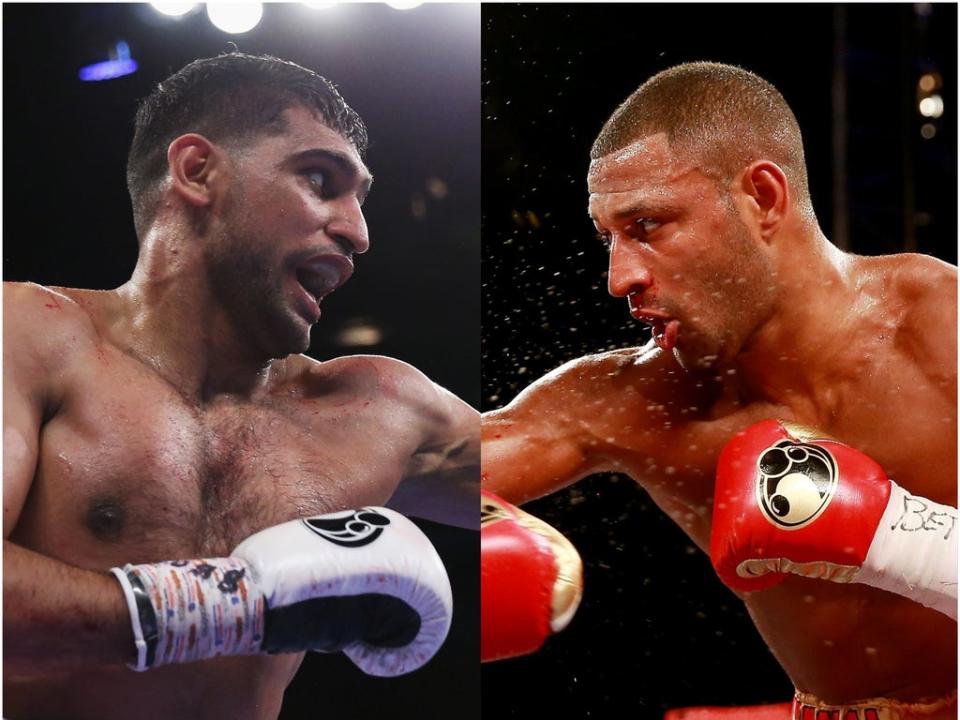 Rivals Khan and Brook will finally meet in the ring on Saturday (Getty Images)