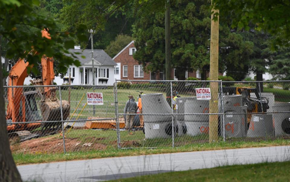 A redesign of Linley Park by the City of Anderson, seen in progress April 30, 2024. "The $13.4 million project is funded by a mix of federal grants and reinvestment of our community’s Hospitality Tax," the City of Anderson stated on their website. The project is expected to be complete around Spring of 2025.