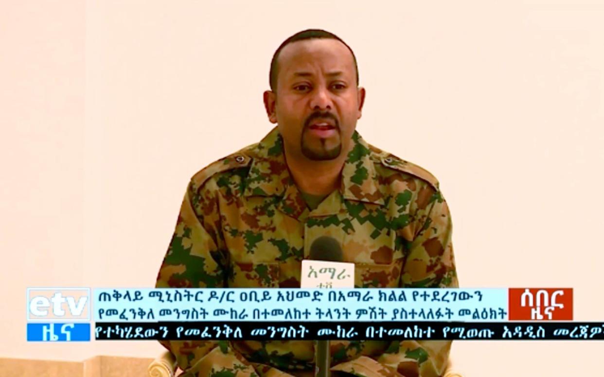 Prime Minister Abiy Ahmed announced the failed coup in a television address - ETV