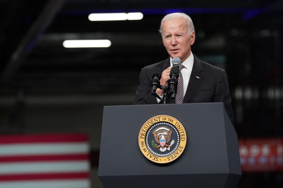 President Joe Biden speaks at IBM's Poughkeepsie facility on Oct. 6, 2022.