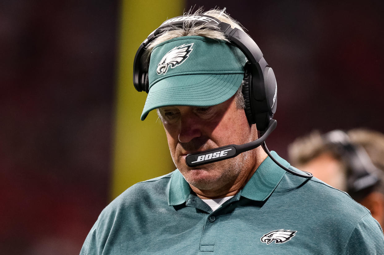 Doug Pederson has plenty to be frustrated with after Sunday's loss to the Lions. (Getty) 