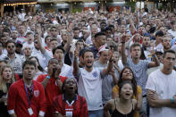 <p>England fans watching the game in south London can’t hide their frustration </p>