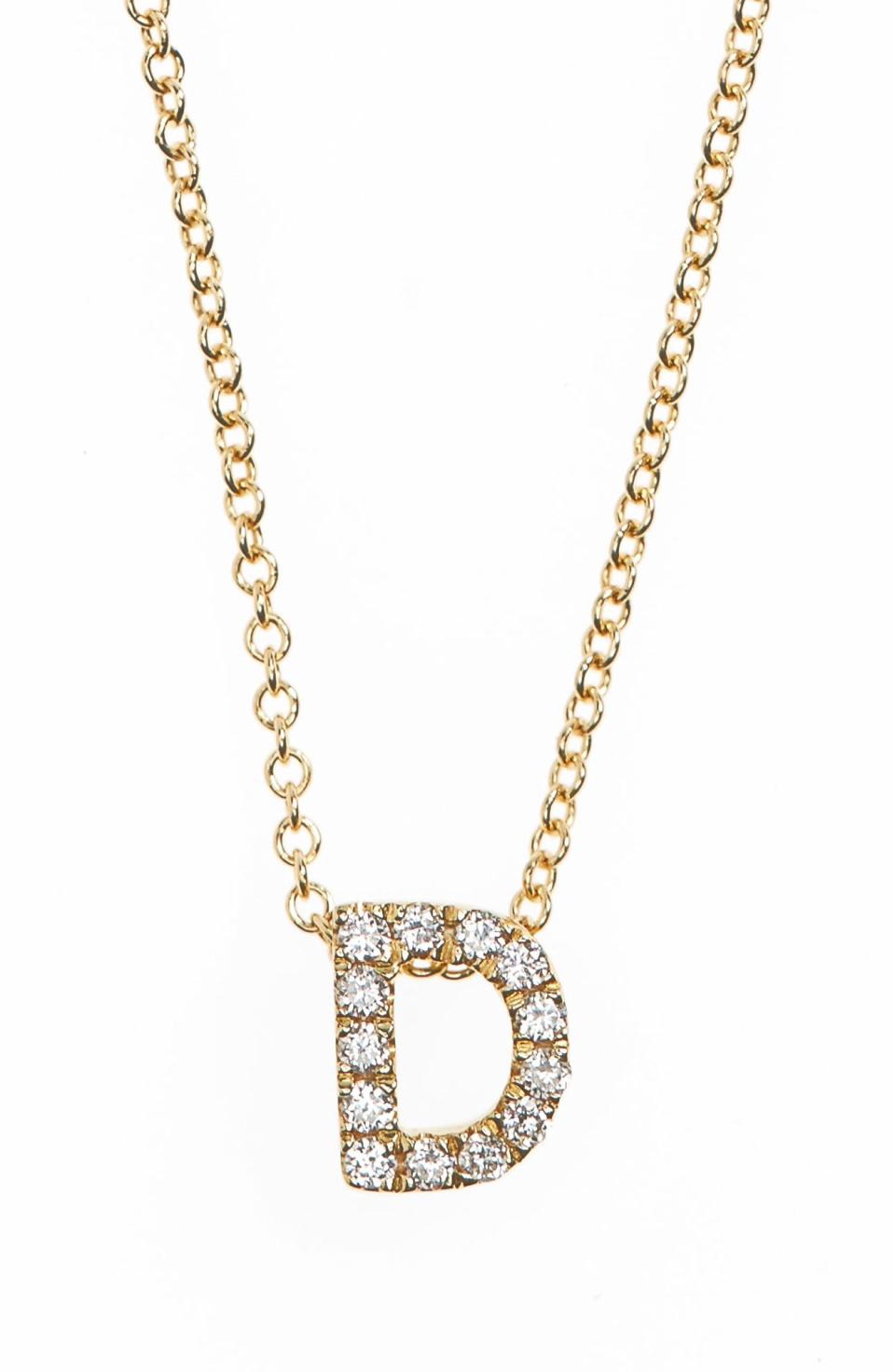 18k Gold Pavé Diamond Initial Necklace