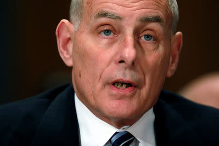 Homeland Security Secretary John Kelly testifies before a Senate Homeland Security and Governmental Affairs hearing on border security on Capitol Hill in Washington, D.C., U.S., April 5, 2017. REUTERS/Aaron P. Bernstein