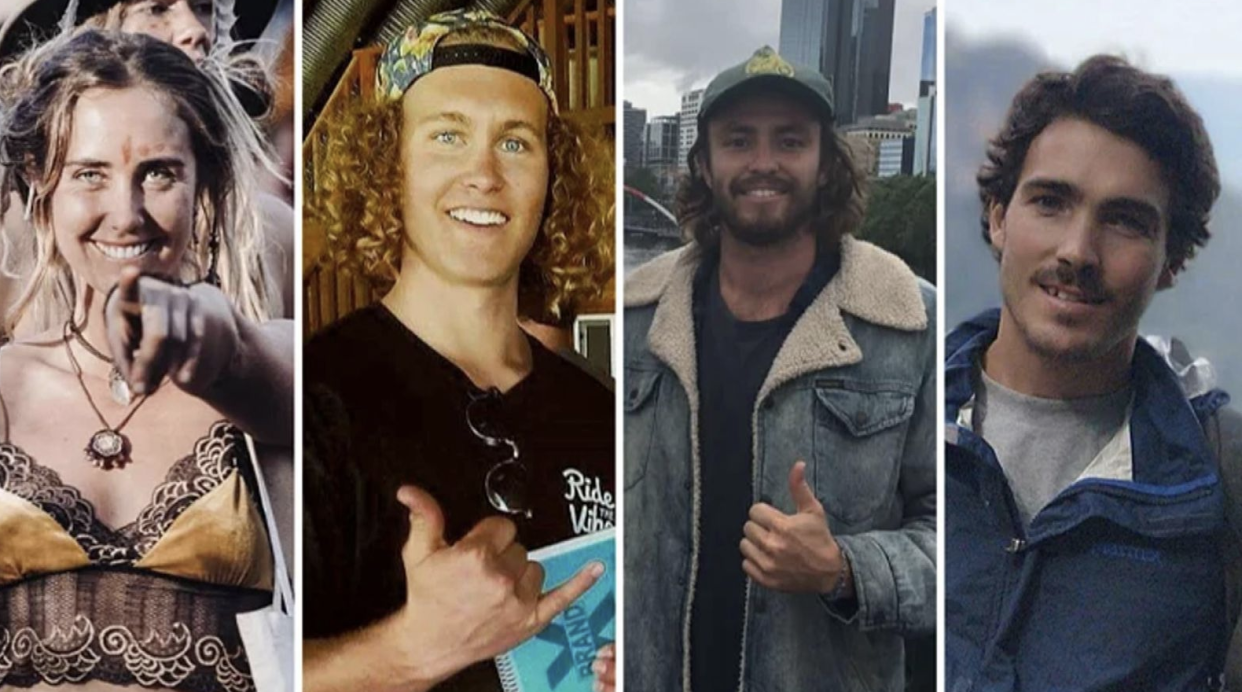 Steph Weisse, Jordan Short, Elliot Foote and Will Teagle were missing in Indonesian waters. Source: 9News. 