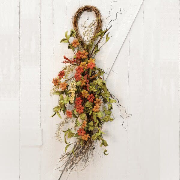 Primitive Burlap Flower Teardrop