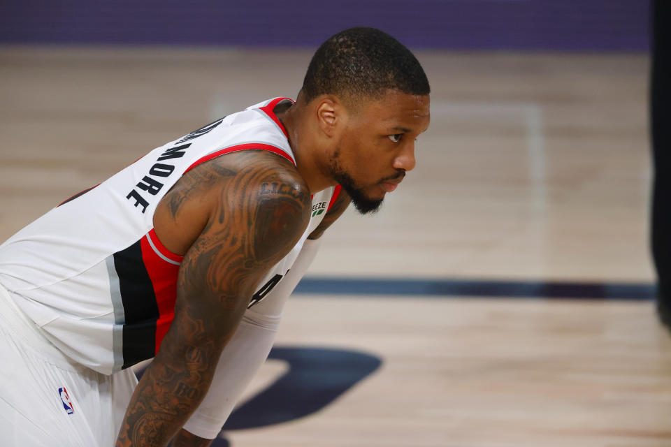 Damian Lillard was raw after a tough loss in the bubble. (Mike Ehrmann/Getty Images/file)