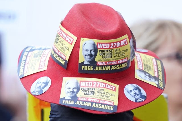 A protester outside the court (Kirsty O'Connor/PA)