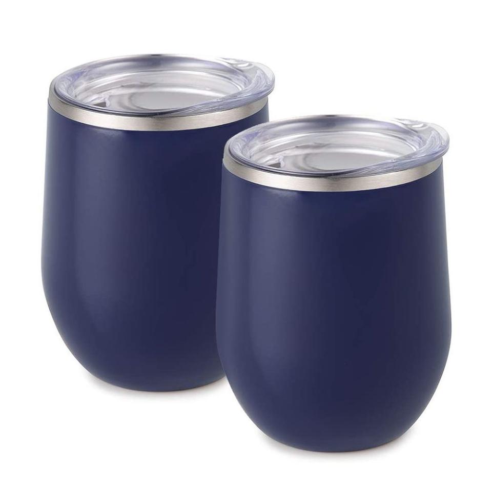 16) Stainless Steel Stemless Wine Glass Tumbler with Lid