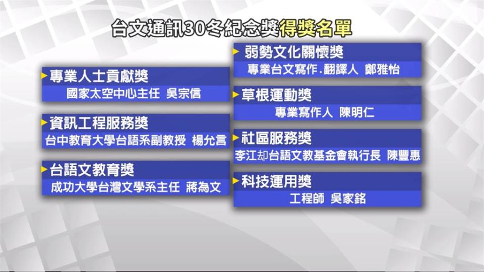 台語文教基金會執行長　獲頒「服務獎」殊榮