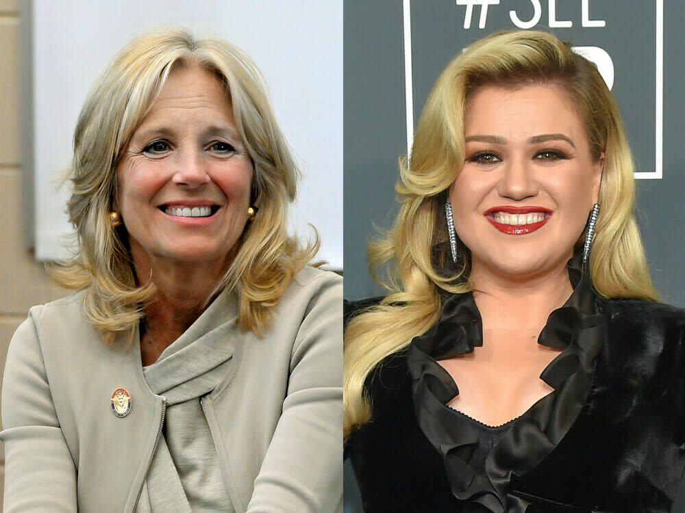 US-First-Lady Jill Biden (l.) war bei Kelly Clarkson zu Gast (Bild: [M] Shutterstock.com / mark reinstein / Shutterstock.com / DFree)