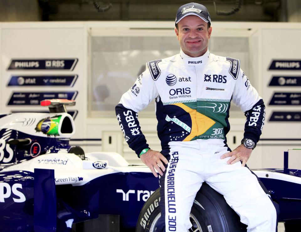 rubens barrichello celebrates his 300th grand prix