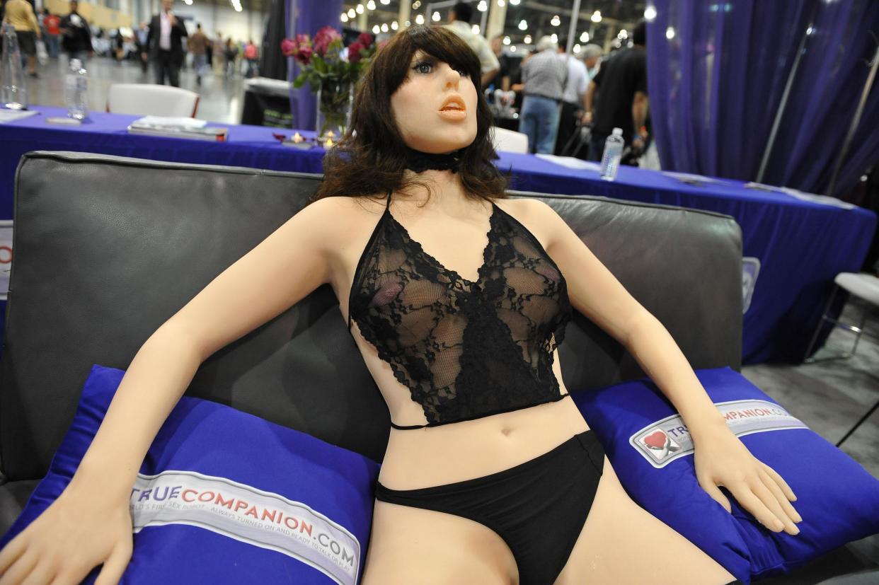 An earlier version of the True Companion sex robot, Roxxxy, on display at the TrueCompanion.com booth at the 2010 AVN Adult Entertainment Expo in Las Vegas: AFP/Getty / Robyn Beck