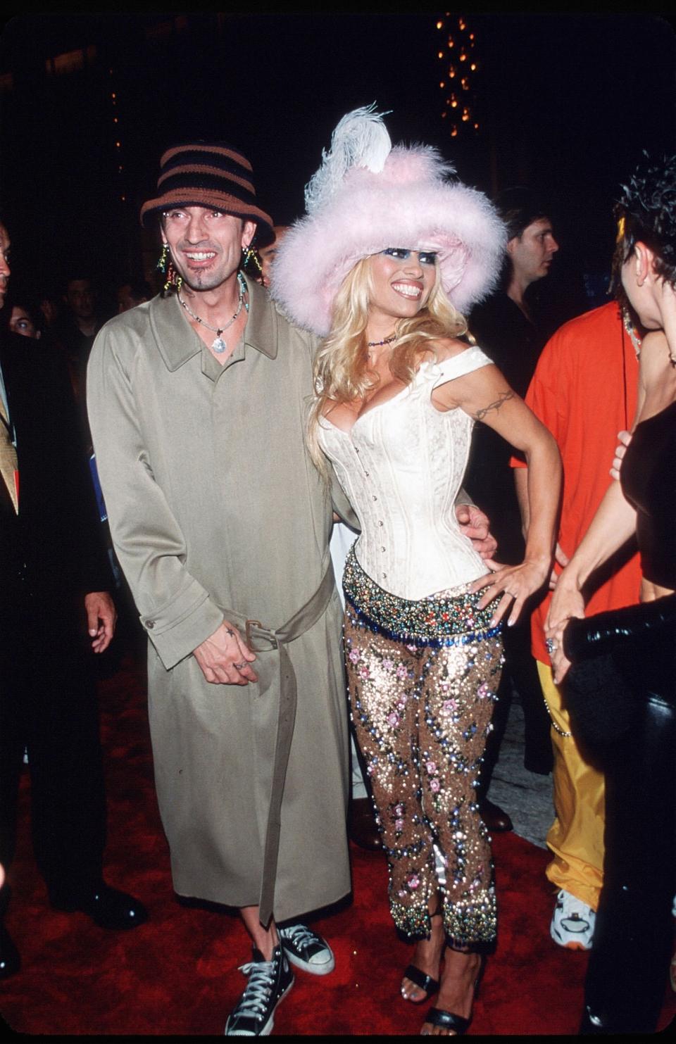 Pamela Anderson and Tommy Lee at the 1999 MTV Video Music Awards.