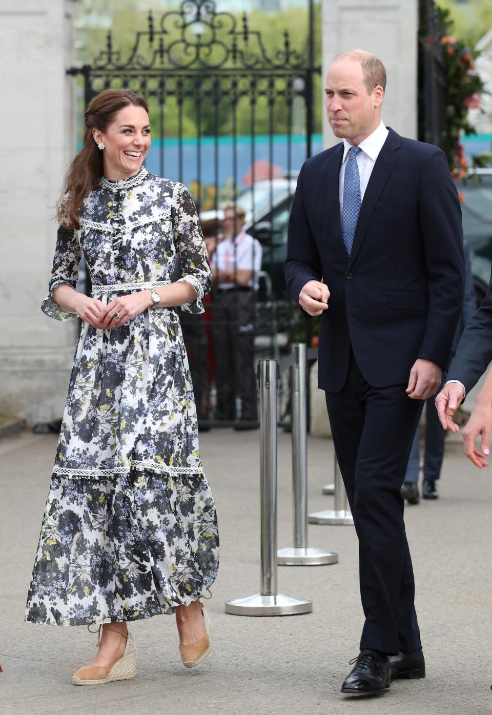 The Duke and Duchess of Cambridge wore the Castañer wedges as she visited the 2019 RHS Chelsea Flower Show in London on May 20, 2019. (Getty Images)