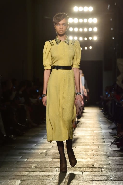 It was a celebration of the 1940s silhouette, more often than not cinched at the waist with double-buckled belts