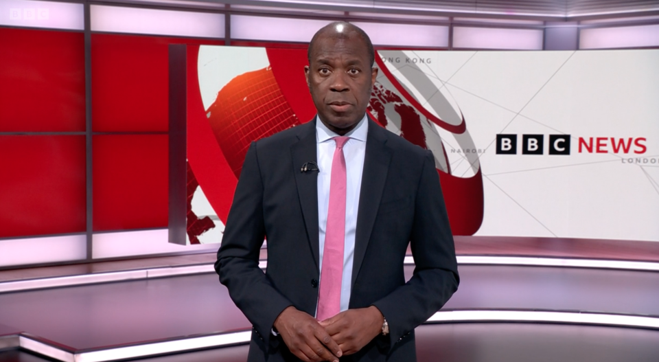 Clive Myrie presenting News at Ten (BBC)