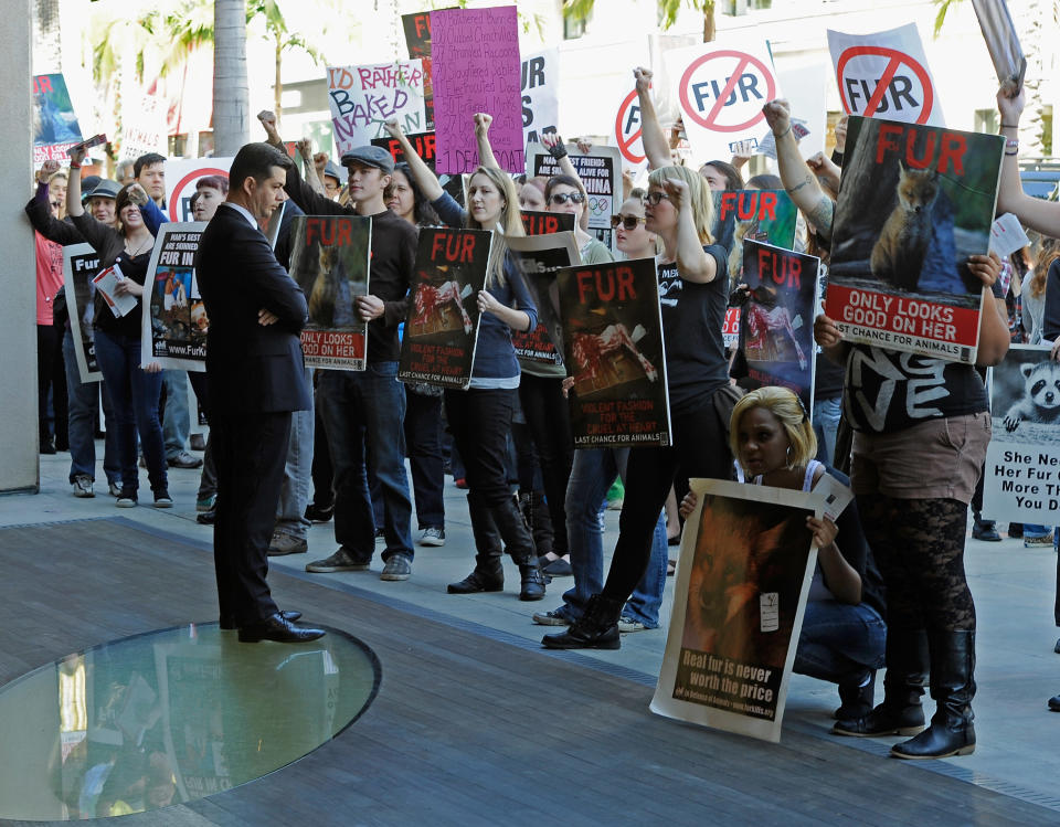 Anti-Fur Activists Urge Shoppers Not To Buy Fur In Beverly Hills