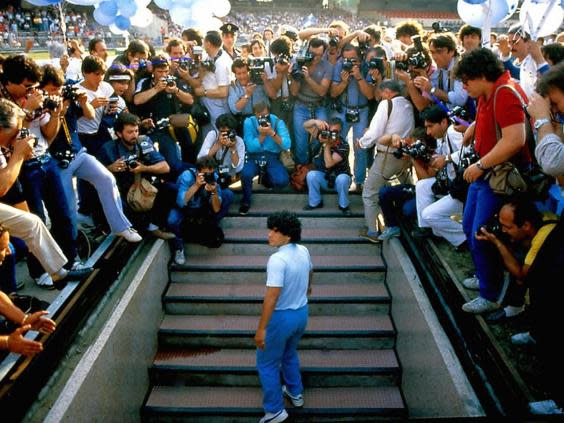 Diego Maradona is unveiled at Napoli in 1984 (Alfredo Capozzi)