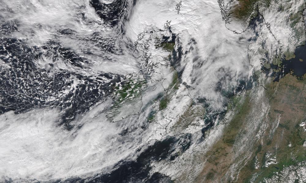 Satellite image by the University of Dundee of the Storm Ali cloud system blanketing the UK on Wednesday.
