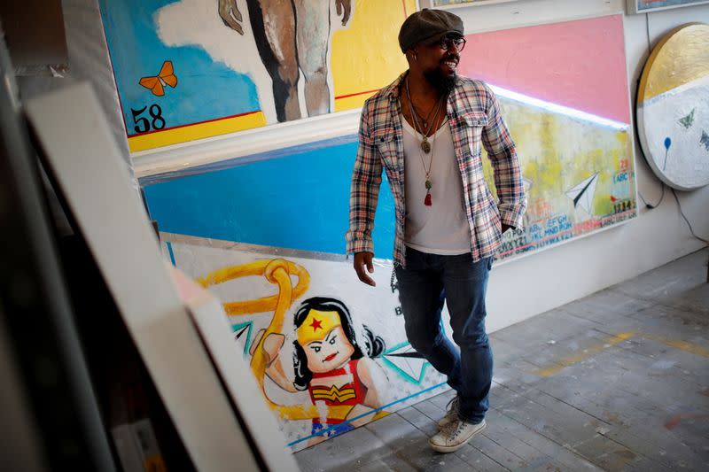 Artist Guy Stanley Philoche is pictured in his studio in the Harlem section of New York