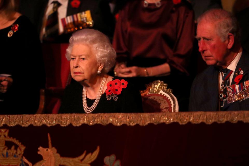 Queen Elizabeth II and Prince Charles, Prince of Wales attend the annual Royal British Legion Festival of Remembrance at the Royal Albert Hall on Nov.9, 2019 in London.
