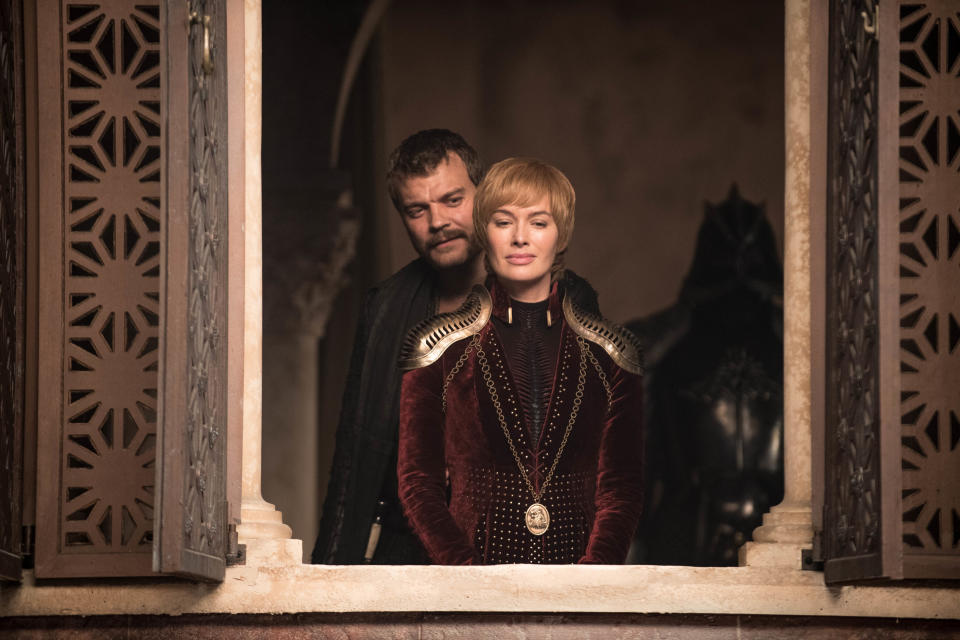 Euron (Pilou Asbæk) and Cersei (Lena Headey) stand at the ready (Helen Sloan/HBO)