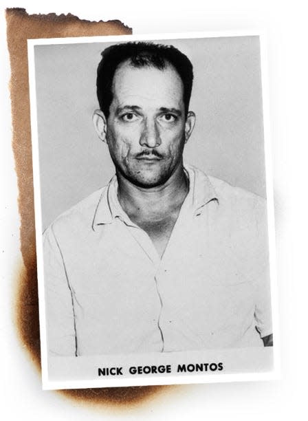 Nick Montos in an FBI wanted poster from 1956.