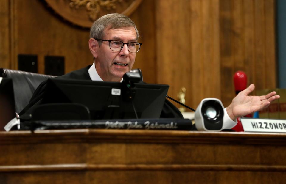 Judge John Zakowski speaks during a sentencing hearing for Abdi Ahmed, who caused a 2020 crash that killed 3 people, on Sept. 19, 2022, in Green Bay, Wis.