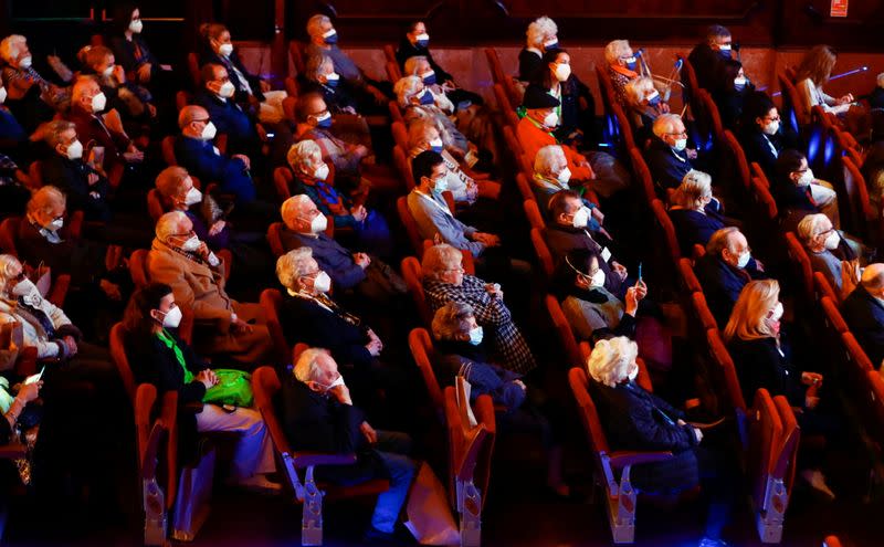 Nursing home residents and workers attend a special theatre show in Madrid