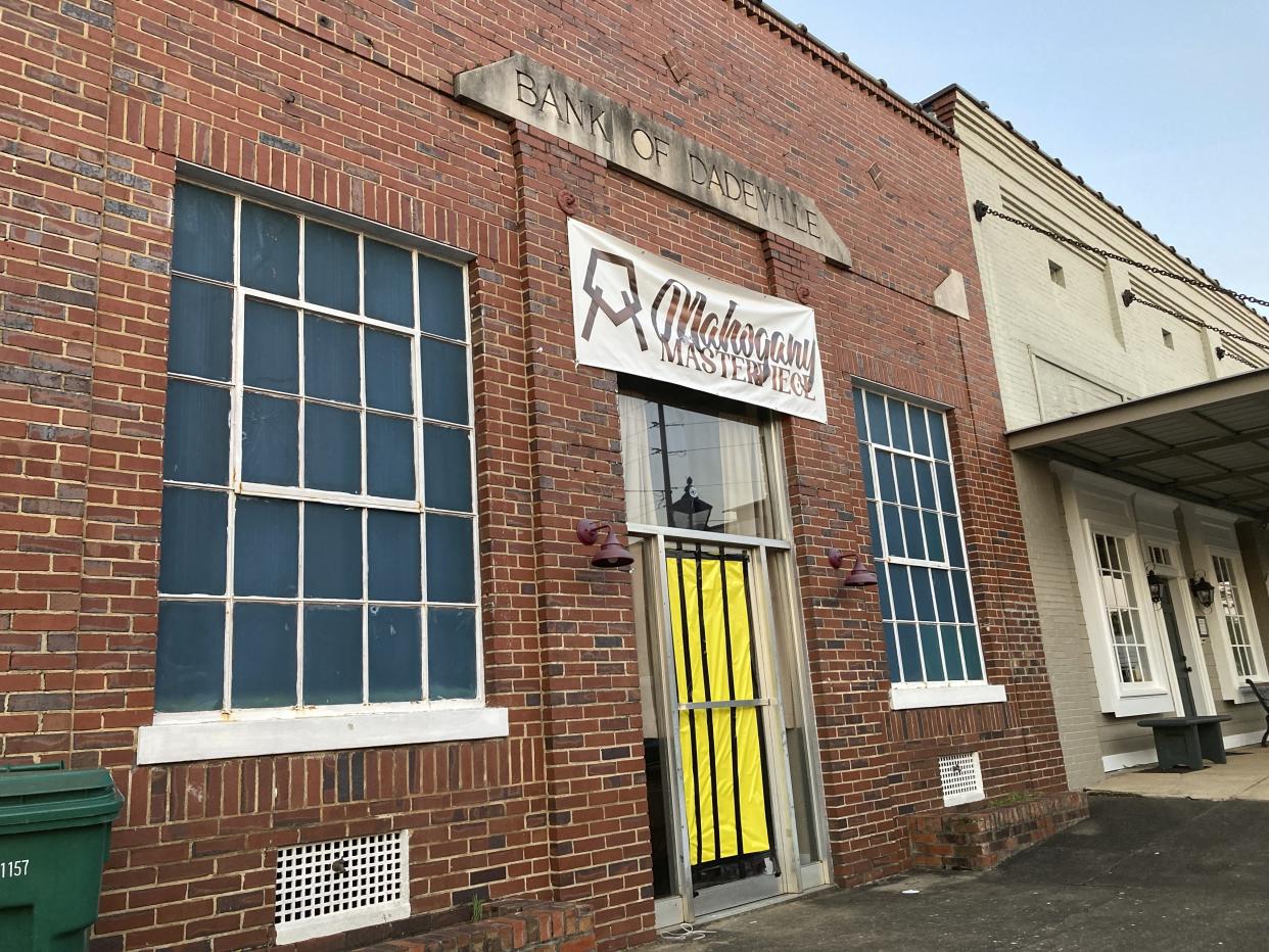 The exterior of the Mahogany Masterpiece dance studio in Dadeville, Ala., is shown on Sunday, April 16, 2023. Several people were killed and multiple others injured in a shooting at a birthday party at the dance studio the previous night. (AP Photo/Jeff Amy)