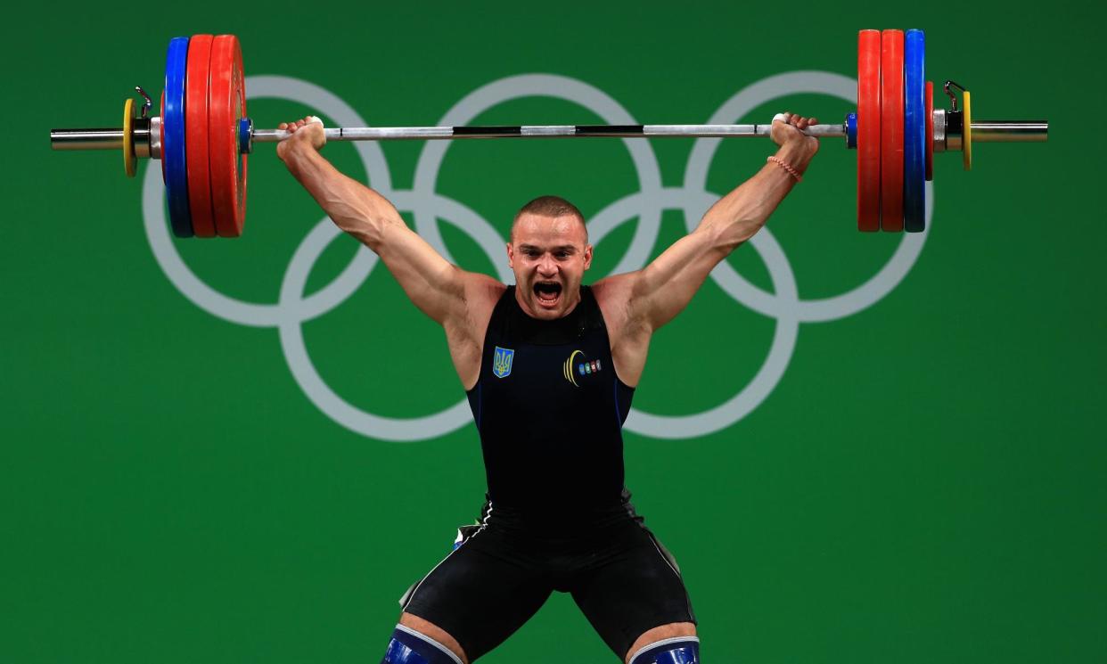 <span>Oleksandr Pielieshenko of Ukraine competing in the 85kg category at the 2016 Rio Olympic Games.</span><span>Photograph: Mike Ehrmann/Getty Images</span>