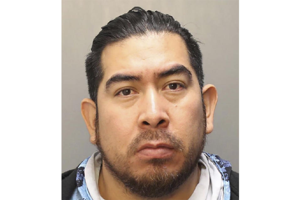 This photo provided by Philadelphia Police Department Jose Flores-Huerta. Police said late Friday, May 12, 2023 that 35-year-old Jose Flores-Huerta has been arrested at the Philadelphia Industrial Correction Center and charged with felony counts of criminal conspiracy and escape. (Philadelphia Police Department via AP)