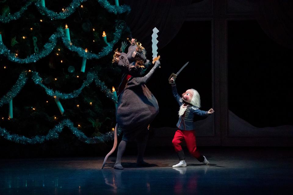 The Mouse King and The Nutcracker in New York City Ballet’s production of George Balanchine’s The Nutcracker.