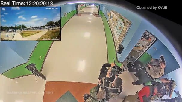 PHOTO: Surveillance video released, July 12, 2022, of the May 24, 2022 mass shooting at Robb Elementary School in Uvalde, Texas. (Obtained by KVUE)