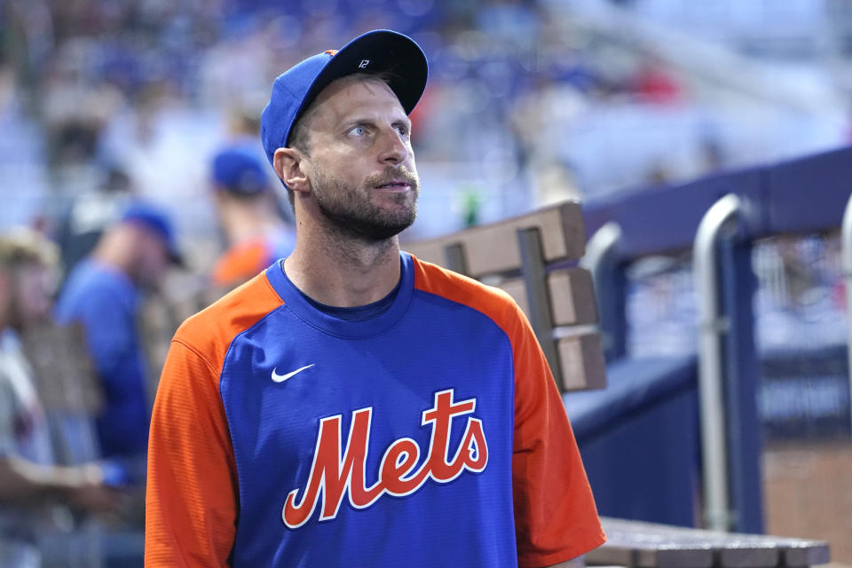 New York Mets pitcher Max Scherzer makes his return against the Reds. (AP Photo/Lynne Sladky)